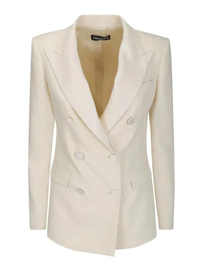 Shop Drhope Double-breasted Jacket In Cream