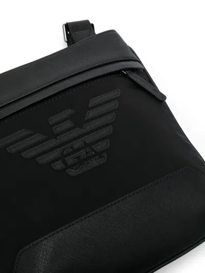 Shop Emporio Armani Small Leather Messenger Bag In Black