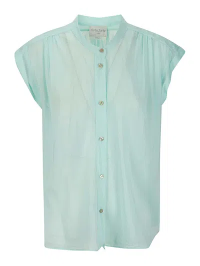 Shop Forte Forte Cotton Silk Voile Short Sleeves Top In Light Blue