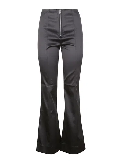 Ganni Double Satin Flared Trousers In Black