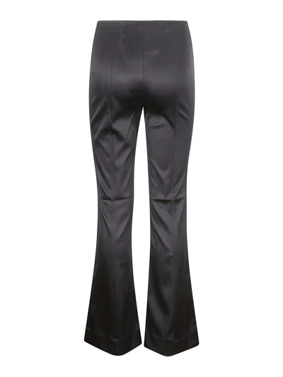 Ganni Double Satin Flared Trousers In Black