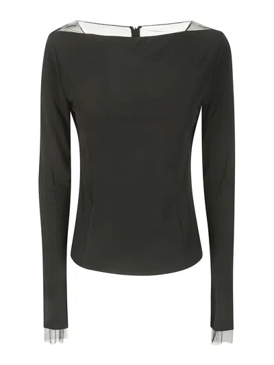 Shop Helmut Lang Top With Sheer Insert In Black