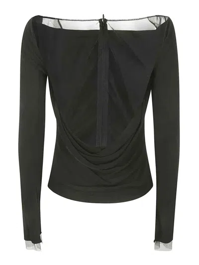 Shop Helmut Lang Top With Sheer Insert In Black
