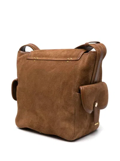 Shop Jérôme Dreyfuss Logo-debossed Suede Shoulder Bag In Light Brown