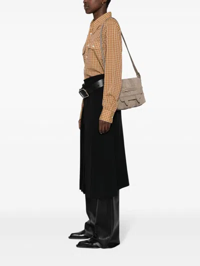 Shop Jérôme Dreyfuss Croc-embossed Shoulder Bag In Grey