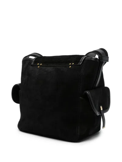 Shop Jérôme Dreyfuss Logo-debossed Suede Shoulder Bag In Black