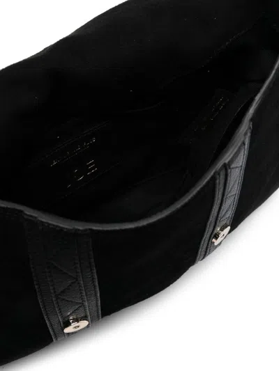 Shop Jérôme Dreyfuss Logo-debossed Suede Shoulder Bag In Black