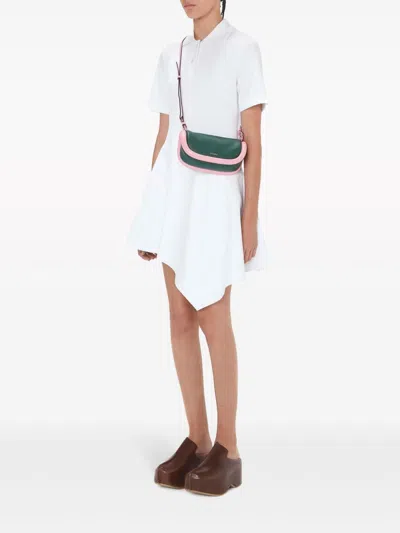 Shop Jw Anderson Polo-collar Cotton Asymmetric Dress In White