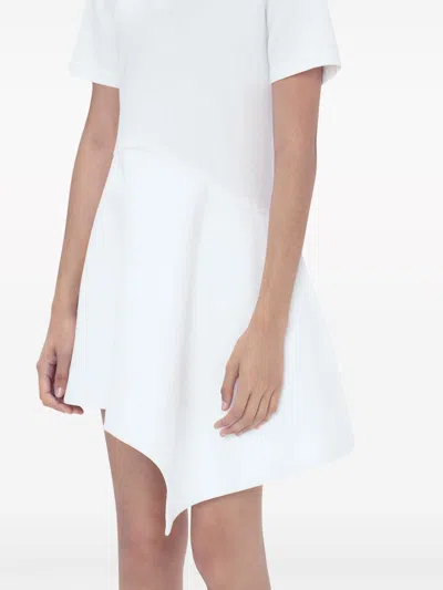 Shop Jw Anderson Polo-collar Cotton Asymmetric Dress In White