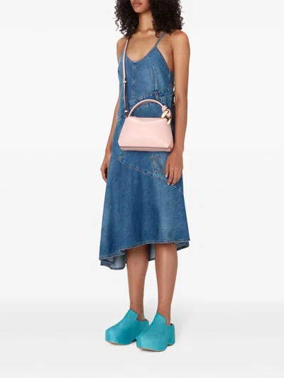 Shop Jw Anderson Asymmetric Cotton Denim Dress In Light Blue