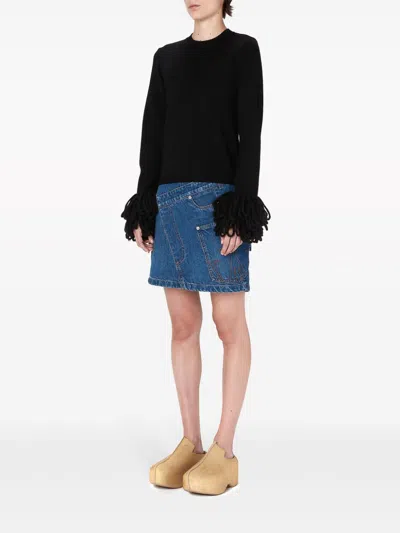 Shop Jw Anderson Twisted Denim Miniskirt In Dark Wash