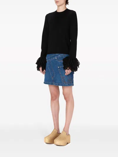 Jw Anderson Mini Skirt With Asymmetric Design And Pockets In Dark Wash
