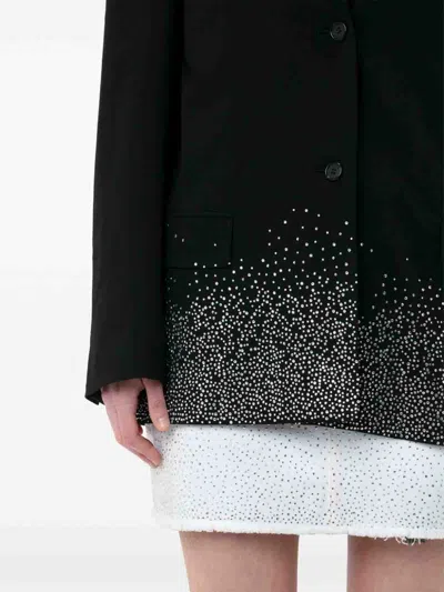 Jw Anderson Crystal Embellished Single-breasted Blazer In Black