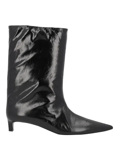 Shop Jil Sander Leather Boots In Black