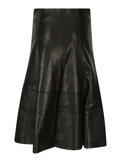 Shop Khaite Black Leather Skirt