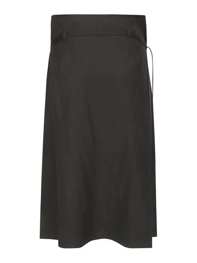 Shop Lemaire Asymmetric Knotted Skirt In Dark Wash