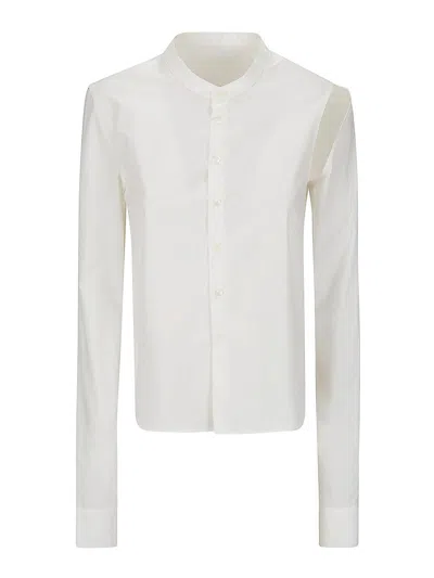 Shop Mm6 Maison Margiela Long Sleeved Shirt In Cream