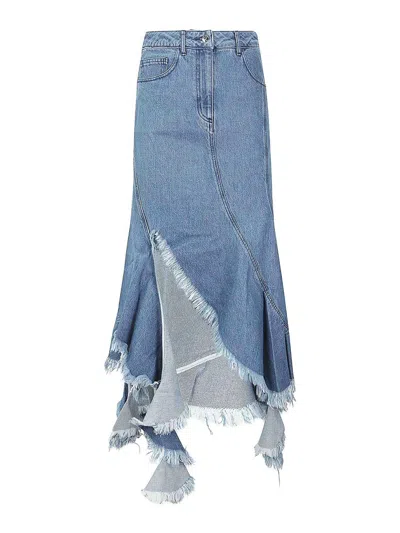 Shop Marques' Almeida Swirl Skirt In Dark Wash