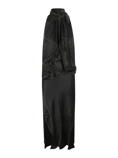 Shop Marques' Almeida Halterneck Draped Dress In Black
