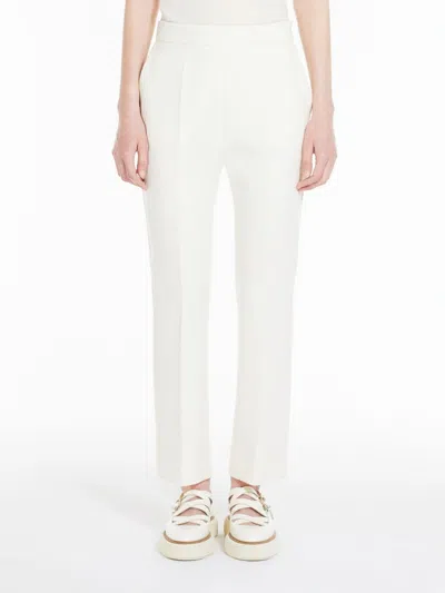 Max Mara Nepeta Ankle-length Trousers In Wool Crepe In White