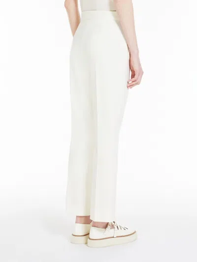 Max Mara Nepeta Ankle-length Trousers In Wool Crepe In White