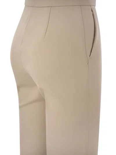 Shop Max Mara Nepeta Ankle-length Trousers In Wool Crepe In Beige