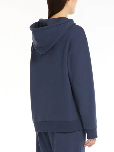 Shop Max Mara Jersey Sweatshirt With Embroidery In Dark Blue