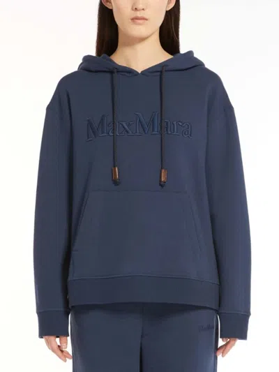 Shop Max Mara Jersey Sweatshirt With Embroidery In Dark Blue