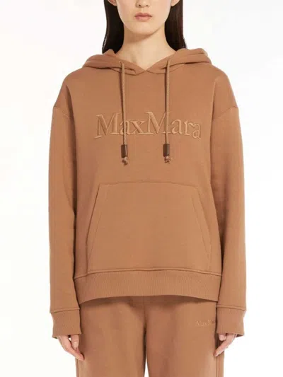 Shop Max Mara Jersey Sweatshirt With Embroidery In Camel