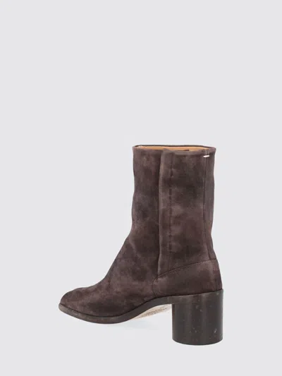 Shop Maison Margiela Tabi Ankle Boots In Suede Leather In Dark Brown