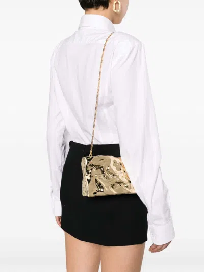 Shop Off-white Crushed Mirrored Clutch Bag In Gold