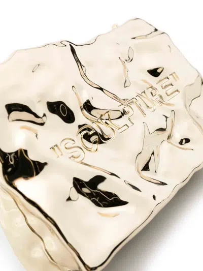 Shop Off-white Crushed Mirrored Clutch Bag In Gold