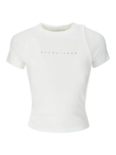 Shop Ottolinger Deconstructed Ribbed T-shirt In White