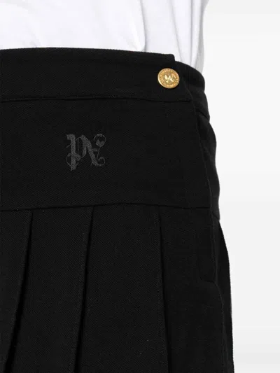 Shop Palm Angels Monogram-embroidered Mini Skirt In Black