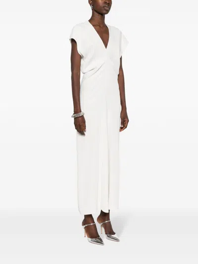 Shop P.a.r.o.s.h Ruched Cady Midi Dress In White