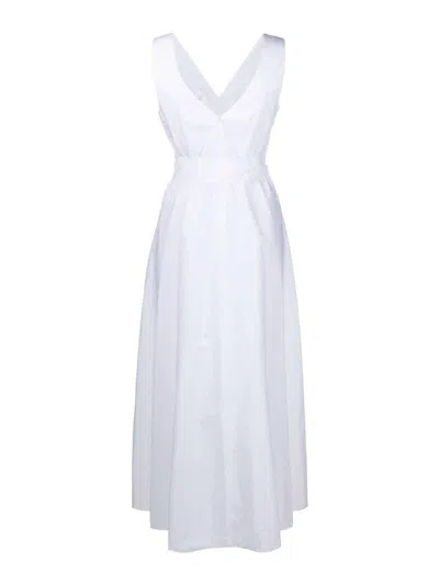 Shop P.a.r.o.s.h V-neck Flared Maxi Dress In White