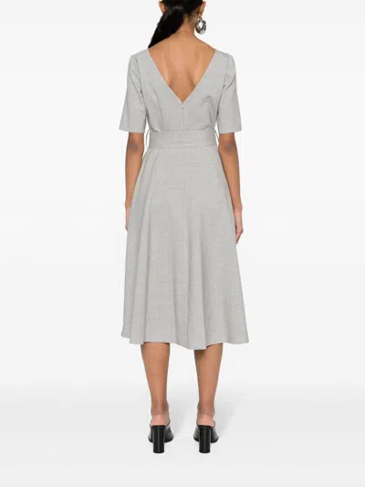 P.a.r.o.s.h Lille Flared Belted Midi Dress In Grey