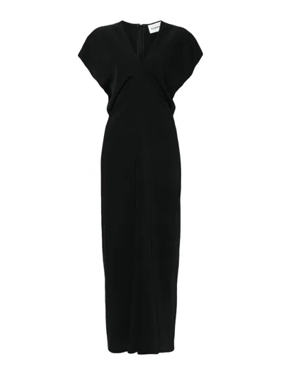 Shop P.a.r.o.s.h Draped Cady Maxi Dress In Black