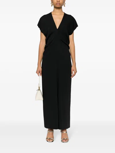 Shop P.a.r.o.s.h Draped Cady Maxi Dress In Black