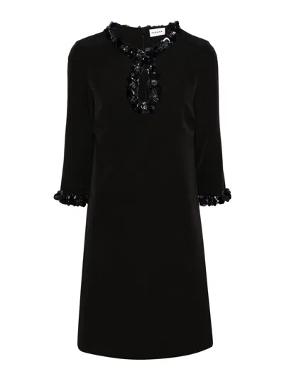 P.a.r.o.s.h Mini Dress Sequin-embellished Long Sleeves In Black