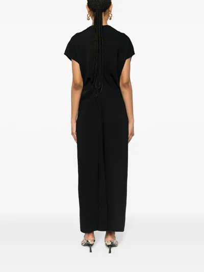 Shop P.a.r.o.s.h Draped Cady Maxi Dress In Black