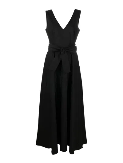Shop P.a.r.o.s.h V-neck Flared Maxi Dress In Black