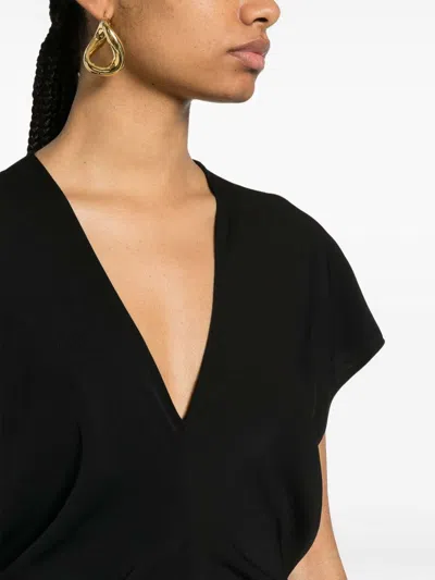 P.a.r.o.s.h Draped Cady Midi Dress In Black