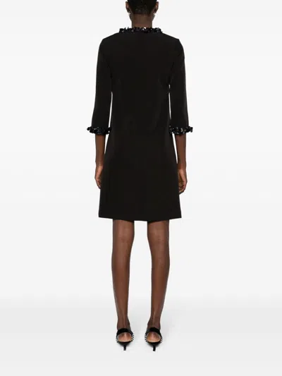 P.a.r.o.s.h Mini Dress Sequin-embellished Long Sleeves In Black