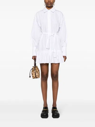 Patou Ruffled Mini Shirtdress In White
