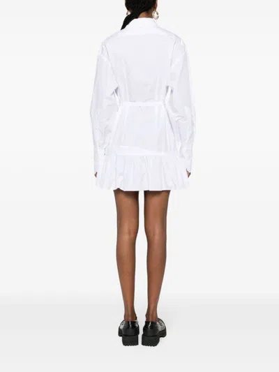 Patou Ruffled Mini Shirtdress In White