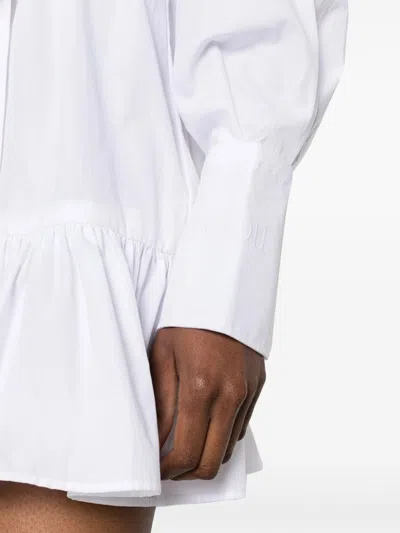 Shop Patou Peplum-hem Shirt Dress In White
