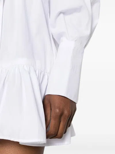 Patou Ruffled Mini Shirtdress In White