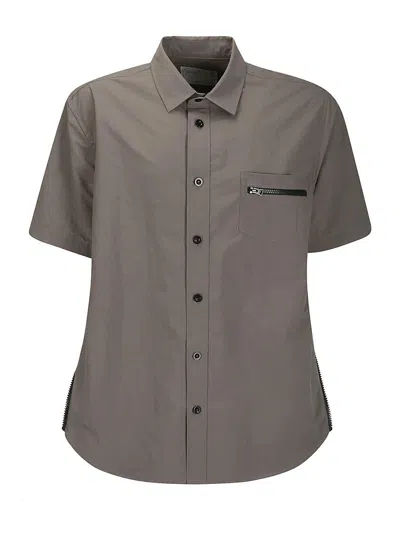 Shop Sacai Taupe Shirt In Grey