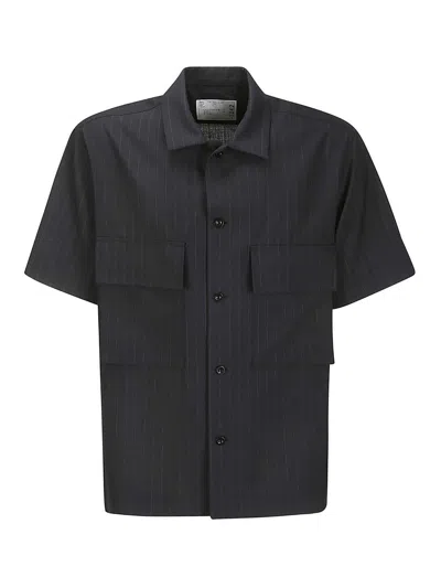 Shop Sacai Pinstripe Shirt Shirts In Dark Blue